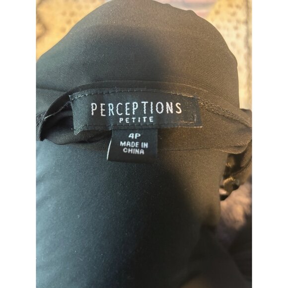 Perceptions Petite NWT Black 3/4 Sleeve Cropped Open Front Shrug Cardigan Sz 4P - Picture 4 of 9